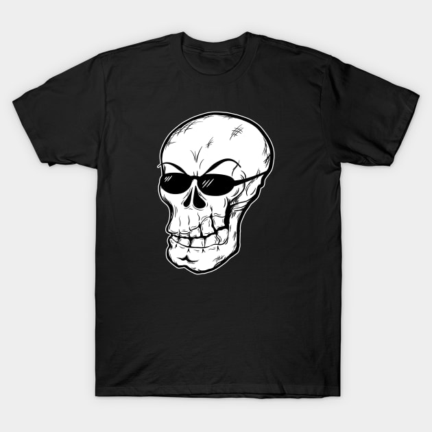 Grim Skull Wearing Sunglasses vr2 T-Shirt by dkdesigns27